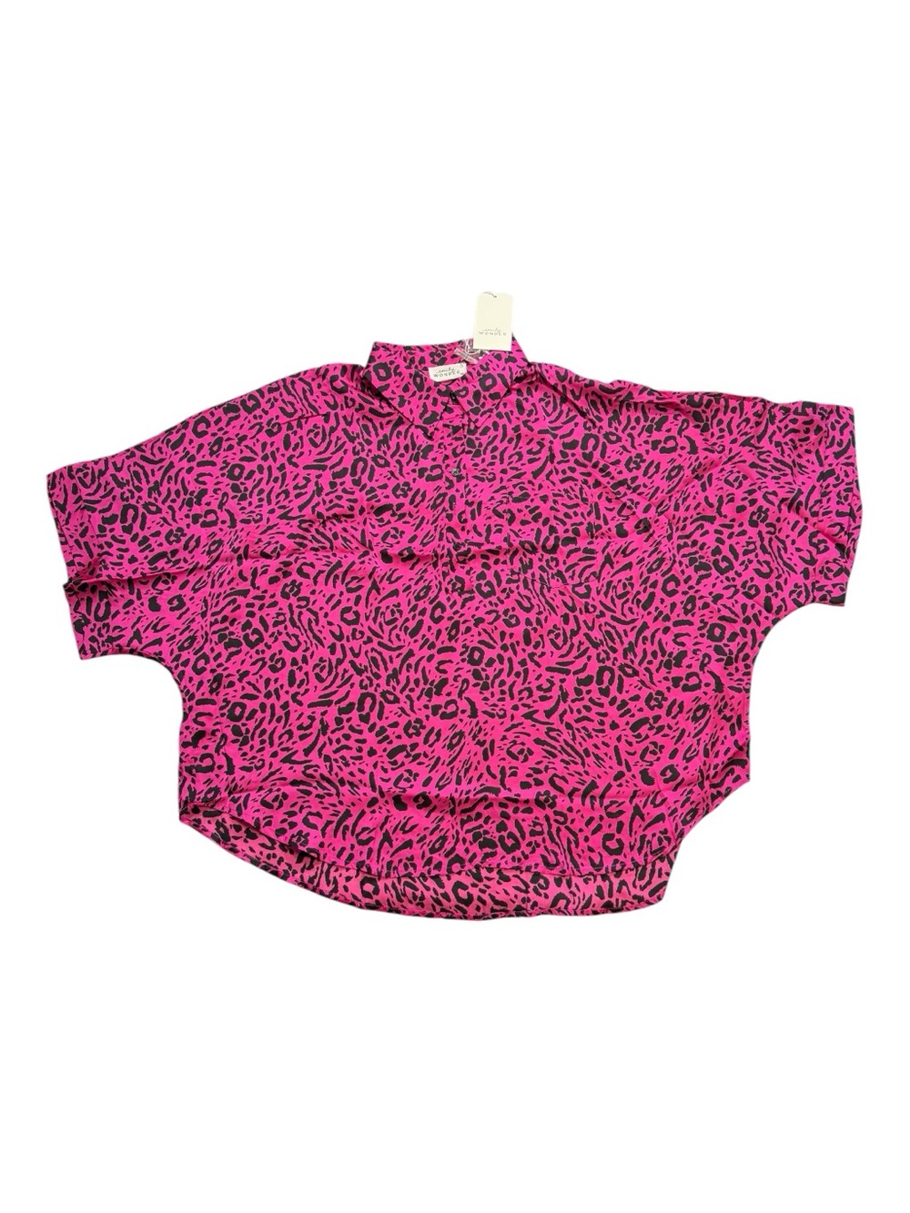 Emily Wonder Hot Pink Animal Print Blouse NWT ML